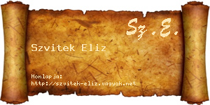 Szvitek Eliz névjegykártya